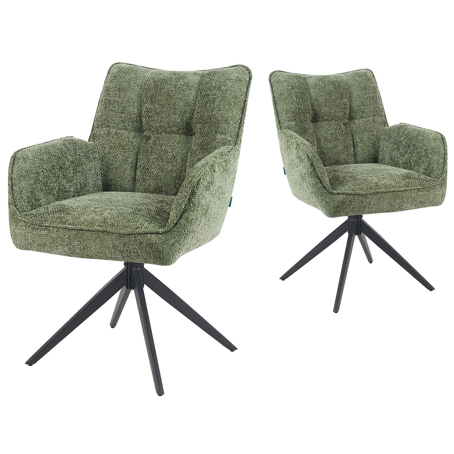 DREHSTUHL Mika-Enya - Schwarz/Grün, Textil/Metall (59/84/66cm) - DUBI Möbel