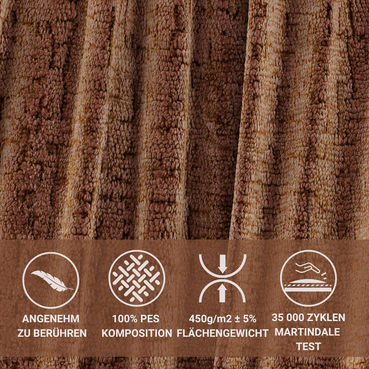 POLSTERBETT Lounge Dunkelorange 200/200 cm im Chenille-Stoff - Dunkelorange/Naturfarben, Holz/Holzwerkstoff (200/200cm) - Maison de Reve