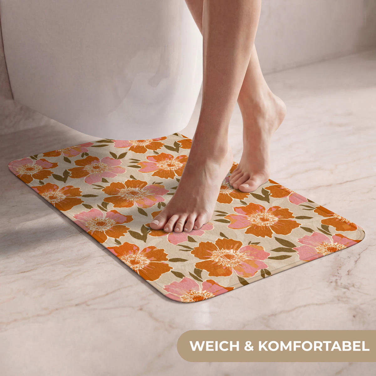 WC-VORLEGER Blumen - Motiv - Retro WC Teppich 40x60 cm - Multicolor, Kunststoff/Textil (40/1cm) - OnlyWow
