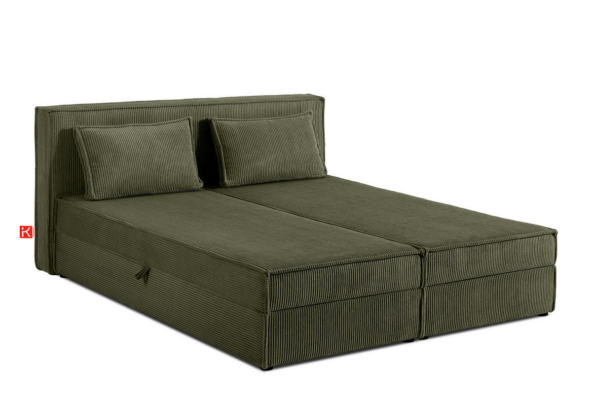 BOXSPRINGBETT ROTI mit Stauraum, oliv - Schwarz/Olivgrün, Holz/Holzwerkstoff (180/200cm) - KONSIMO®