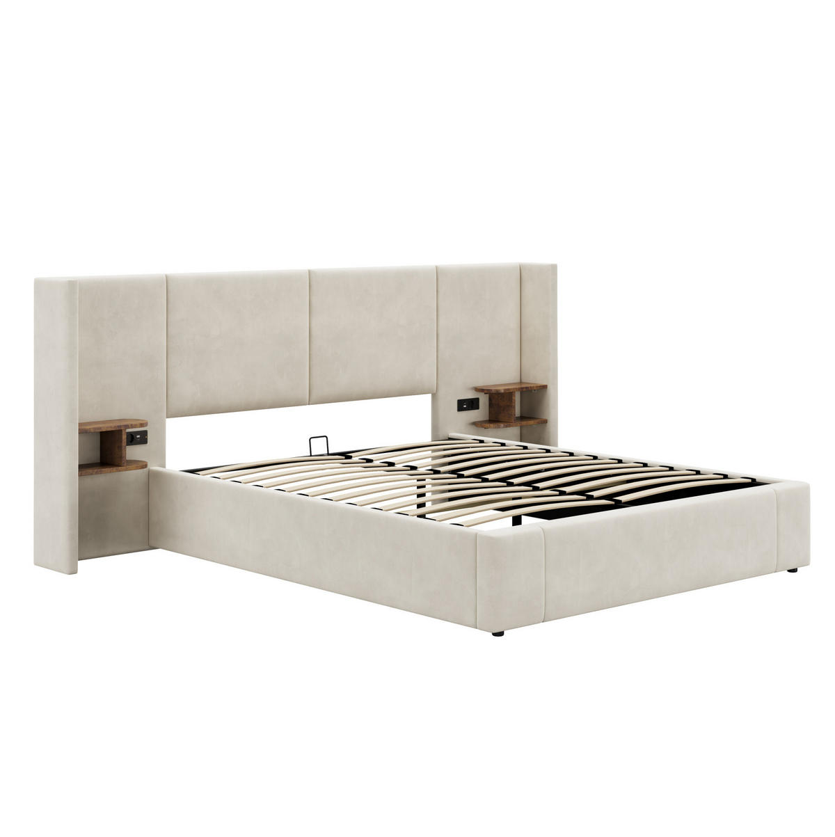 POLSTERBETT 160/200 cm Beige aus Samt mit Stauraum - Beige, Textil (160/200cm) - OKMYHOME