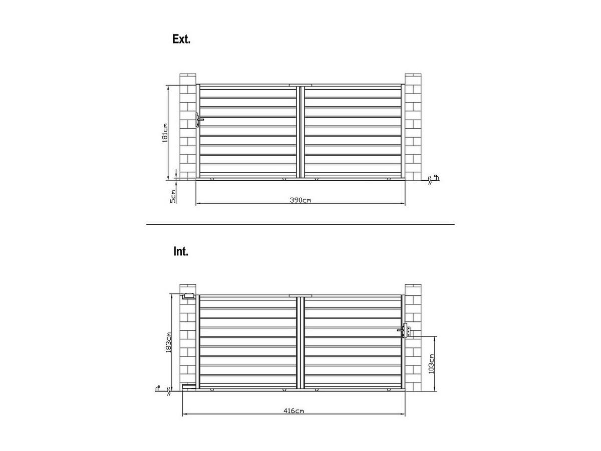 GARTENTOR Schiebetor - 416 x 183 cm - durchbrochen - Aluminium - Anthrazit - PRIMO - Anthrazit, Metall (390/181cm) - Vente-Unique