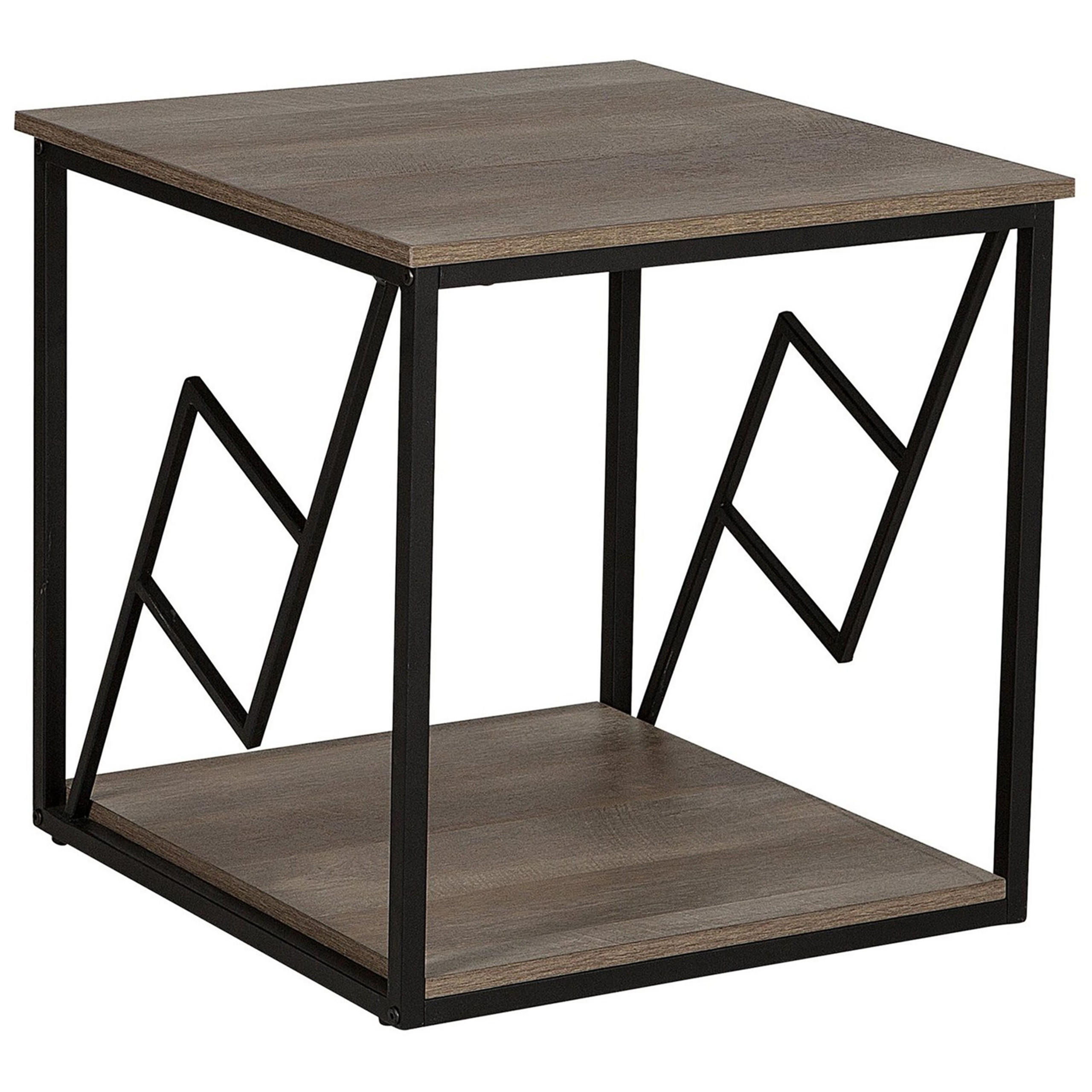 BEISTELLTISCH dunkler Holzfarbton quadratisch 56/56 cm Forres - Dunkelbraun/Schwarz, Holzwerkstoff (56/56/56cm) - Beliani
