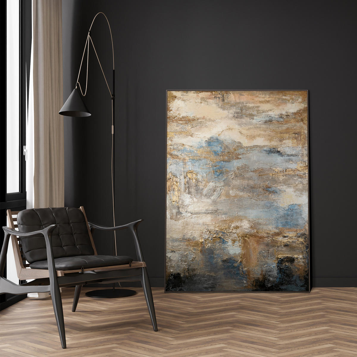 GEMÄLDE Glanz und Eleganz Schattenfugenrahmen Grau 140x100 cm - Grau, Holz (140/100cm) - YS-art gallery