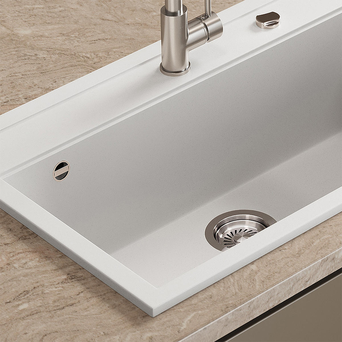 SPÜLBECKEN Sydney Weiß 80 x 51 cm - Weiß, Keramik (80/20/51cm) - Bergstroem