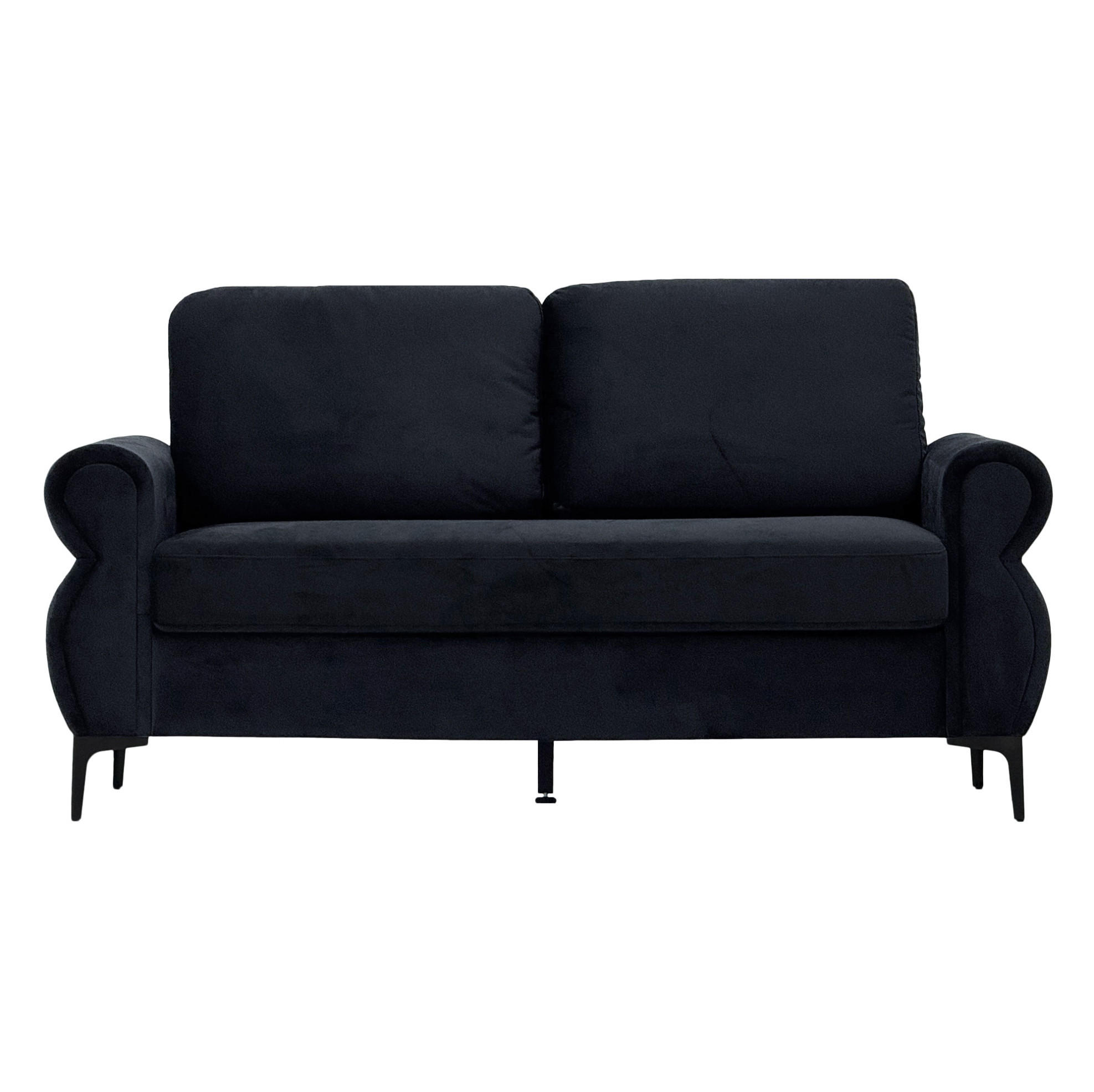 SOFA 2-Sitzer 173,5 cm Kurzflorstoff Schwarz - Schwarz, Holzwerkstoff (173.5/92/81cm) - Meubliv