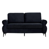 SOFA 2-Sitzer 173,5 cm Kurzflorstoff Schwarz - Schwarz, Holzwerkstoff (173.5/92/81cm) - Meubliv