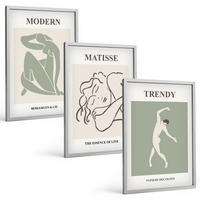 BILDER SET 3er Set - 40x60 cm Silberner Rahmen - Stilvolle minimalistische Charaktere - Silberfarben, Kunststoff (40/60cm) - TULUP