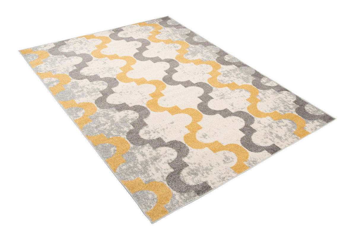 TEPPICH LAZUR Weiß 160/220 cm - Ecru/Currygelb, Kunststoff (160/220cm) - Tapiso