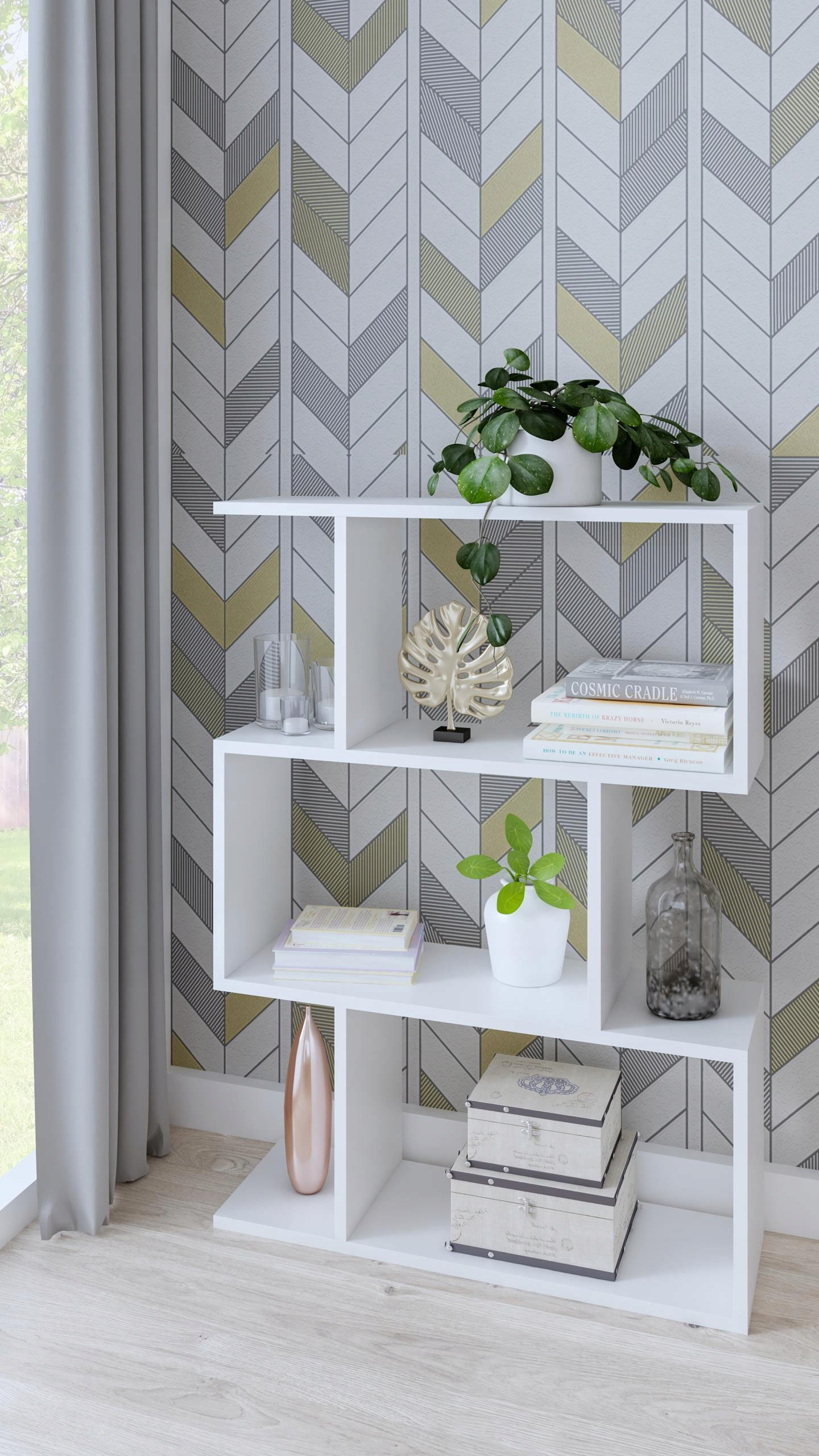 Thumbnail - Matkam Möbel Bücheregal, Weiß, Holzwerkstoff, 76.4x107x28 cm, Wohnzimmer, Regale, Bücherregale