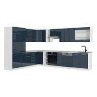 HÖRNKÖK Fame-Line, Mörkblå högblank/Vit, 347 x 257 cm utan bänkskiva - Vit/Mörkblå, Träbaserade material (347/206.8/51.6cm) - Vicco