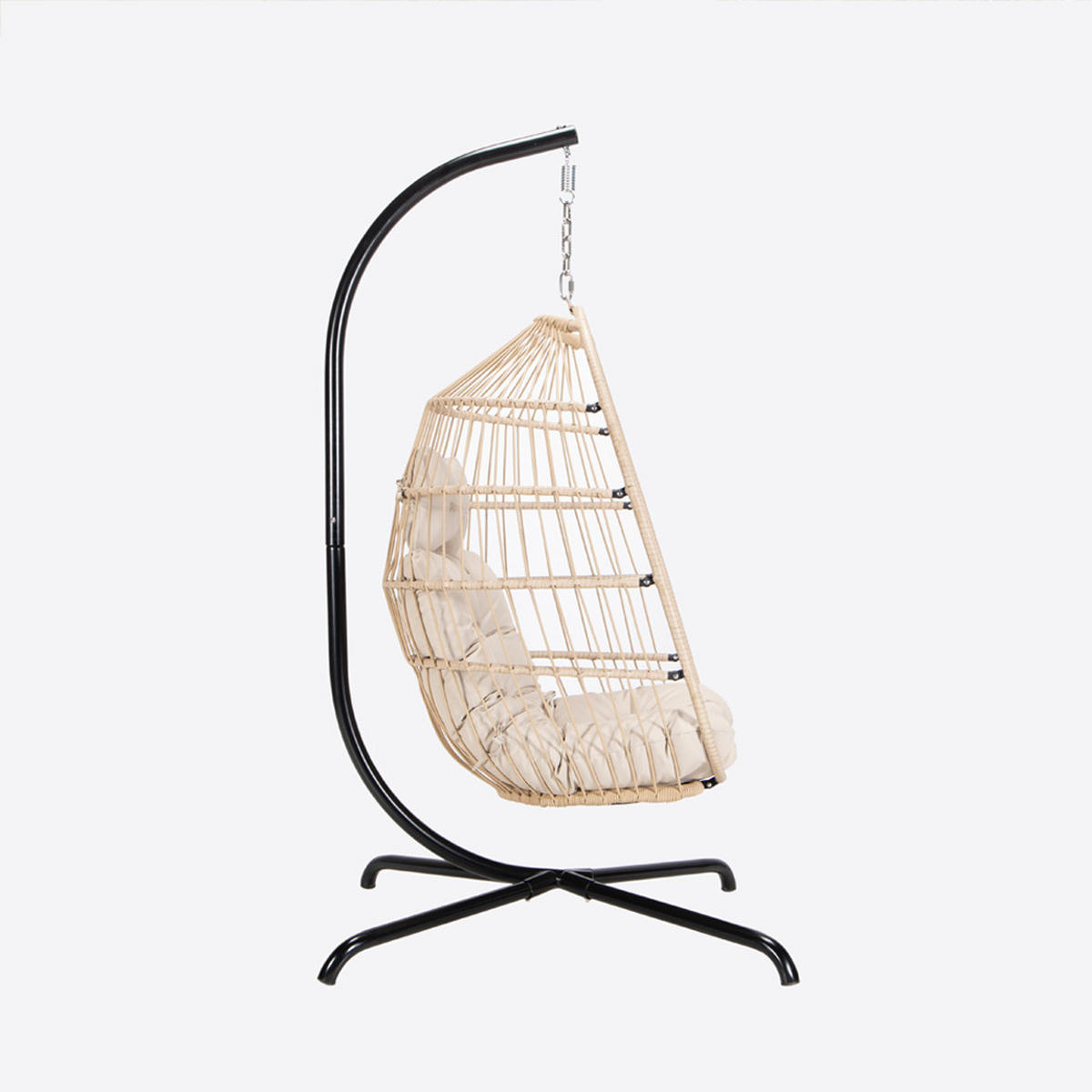 FALTBARER HÄNGESESSEL LOMA - Beige, 1-Sitzer - Beige, Kunststoff (86/118/72cm) - Home Deluxe