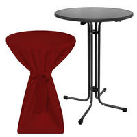 STEHTISCH Sylt Ø 80cm Grau mit Premium Stehtischhusse Ø 80cm Bordeaux - Schwarz Hochglanz/Bordeaux, Kunststoff/Textil (80/80/110cm) - Beautissu 