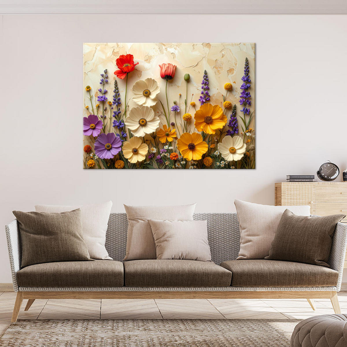 BILD auf Leinwand, Farbenfrohe Wildblumen - Multicolor, Textil (30/20cm) - Feeby