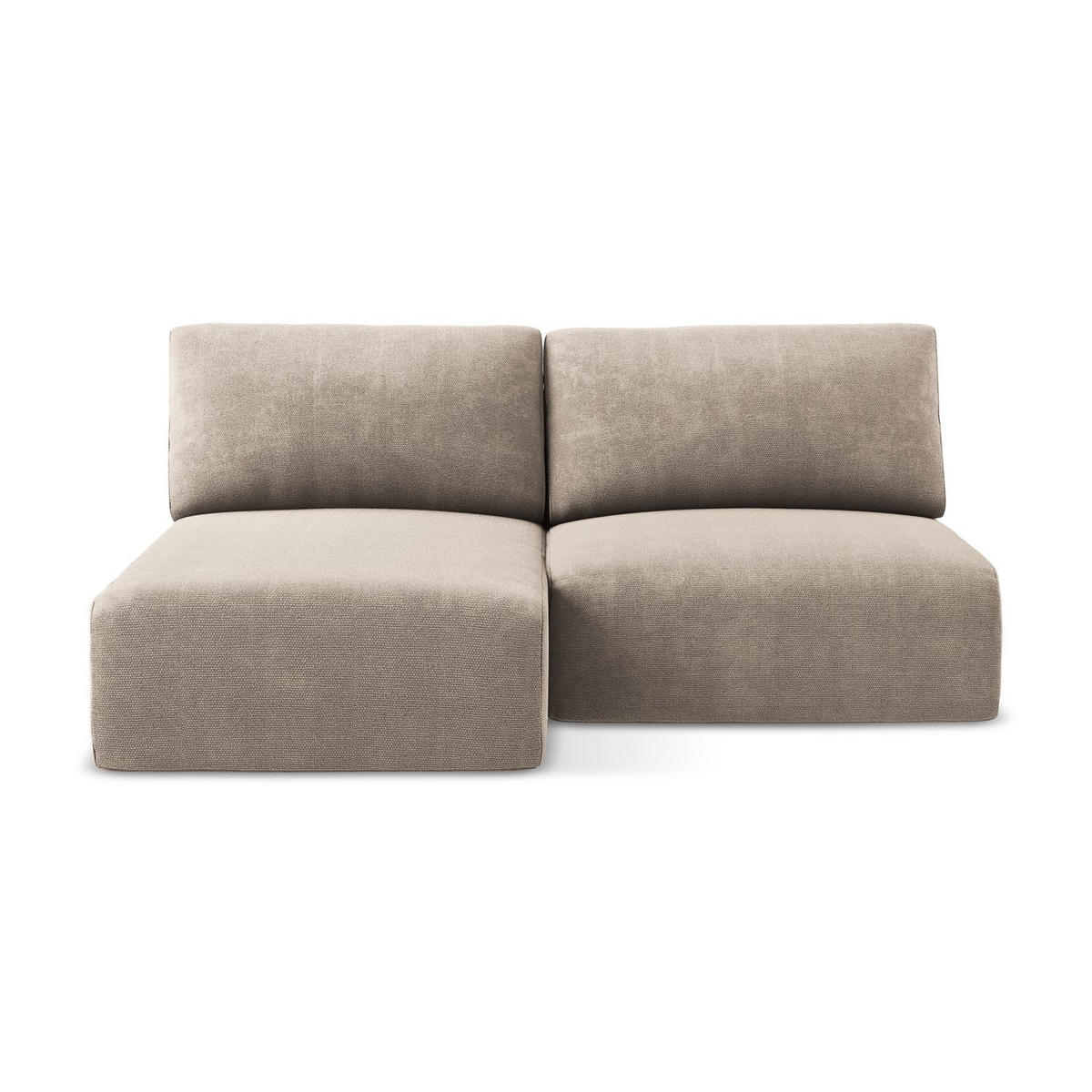 ECKSOFA mit Schlaffunktion links Chenille Stoff Beige - Beige/Schwarz, Kunststoff/Textil (149/210cm) - LaMiaSofa