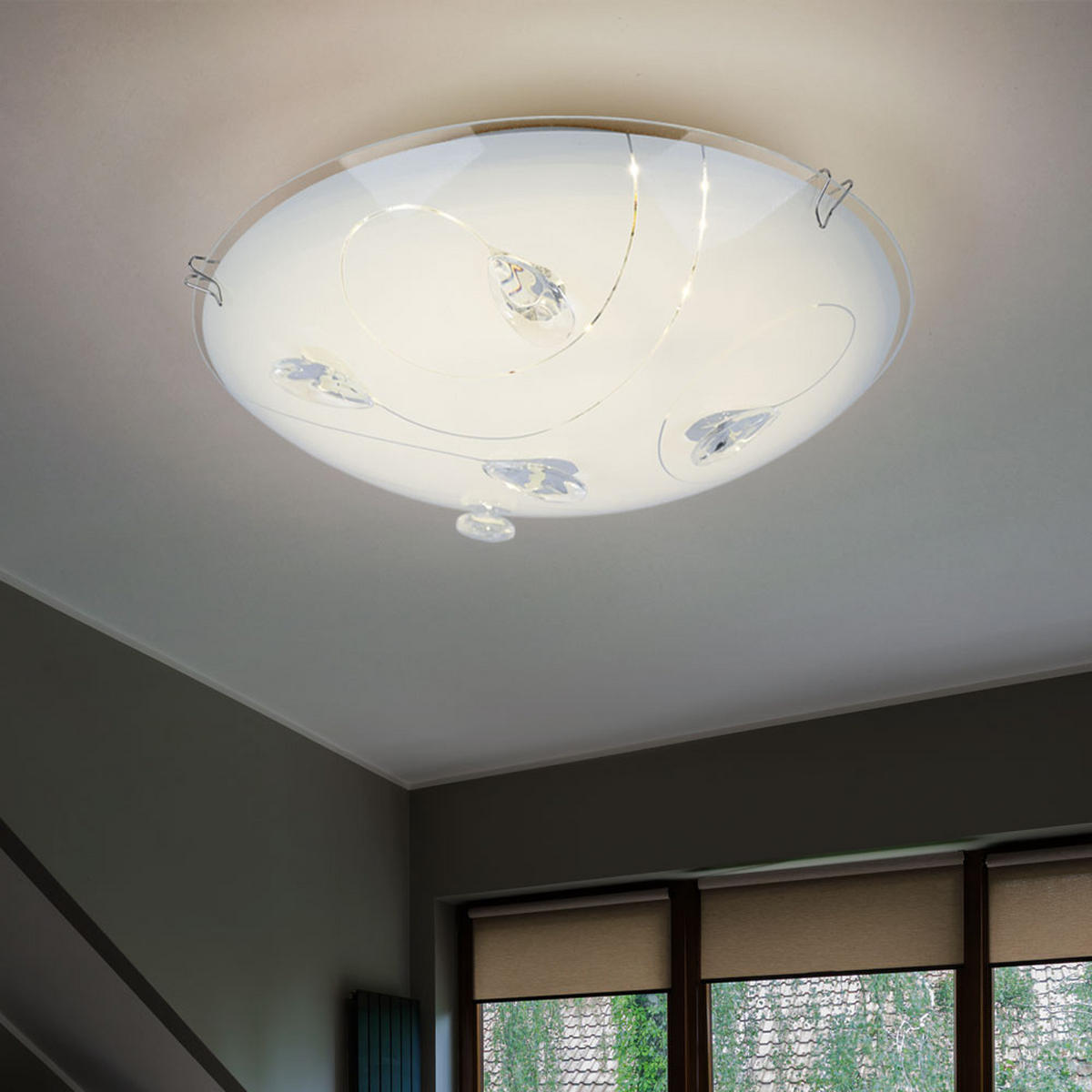 LED DECKENLEUCHTE Glas Weiß Chrom - Weiß, Glas (25/25/7.5cm)