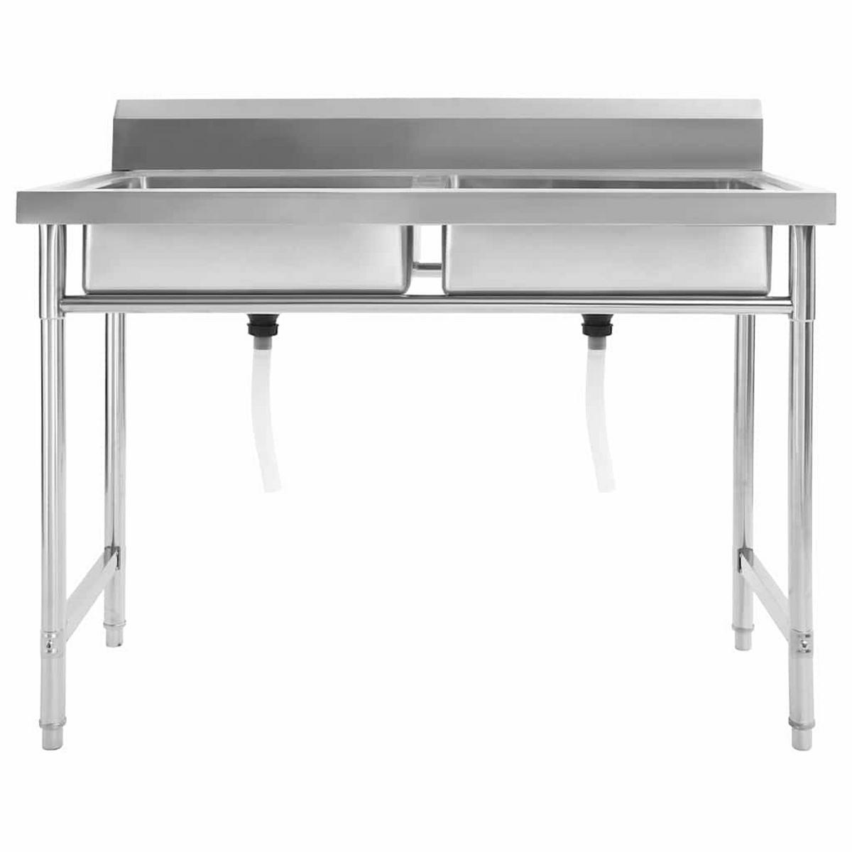 KÜCHENSPÜLE Doppelbecken Edelstahl - Silberfarben, Metall (60/85/120cm) - vidaXL