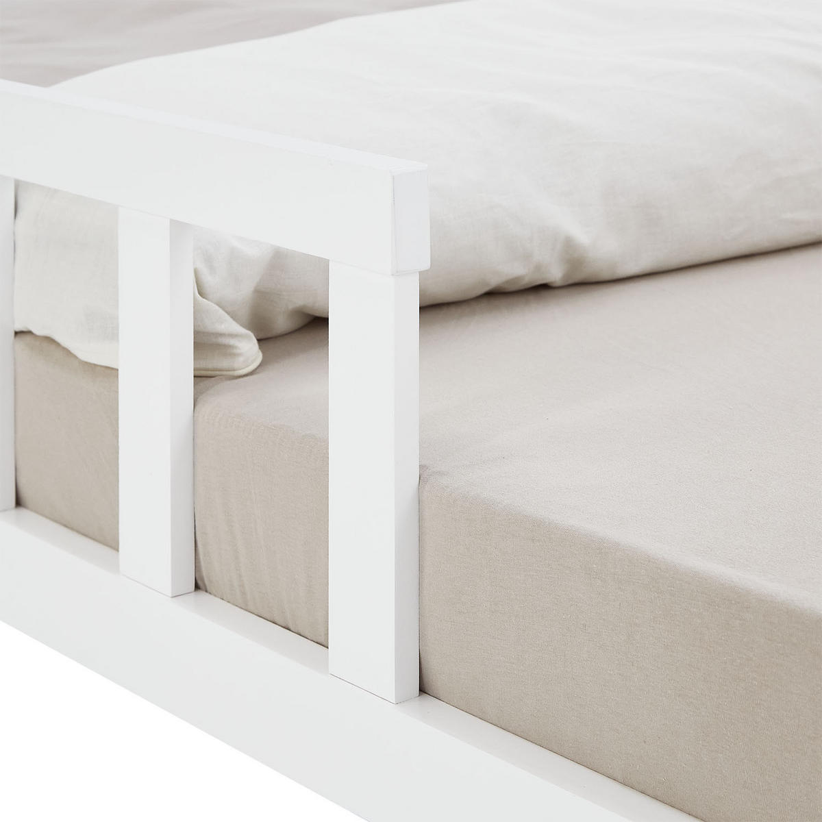 BODENBETT 120x200 cm Weiß mit Lattenrost - Weiß, Holz (120/200cm) - Homestyle4u