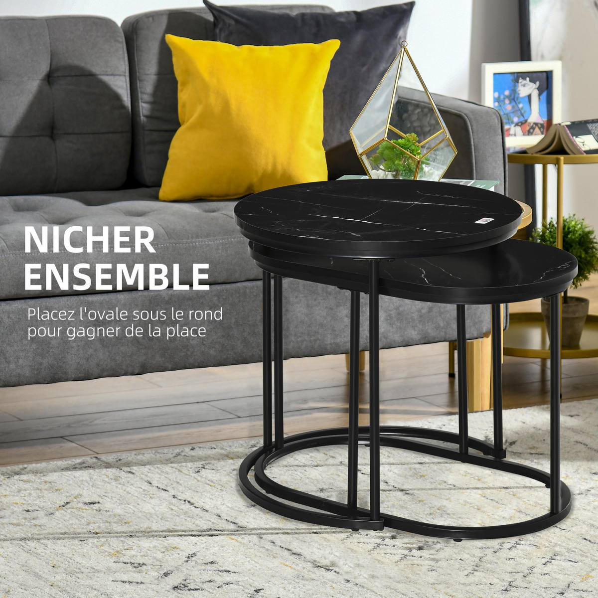BEISTELLTISCH Schwarz 2 Stück - Schwarz, Kunststoff (50/50/50.5cm) - GiPP