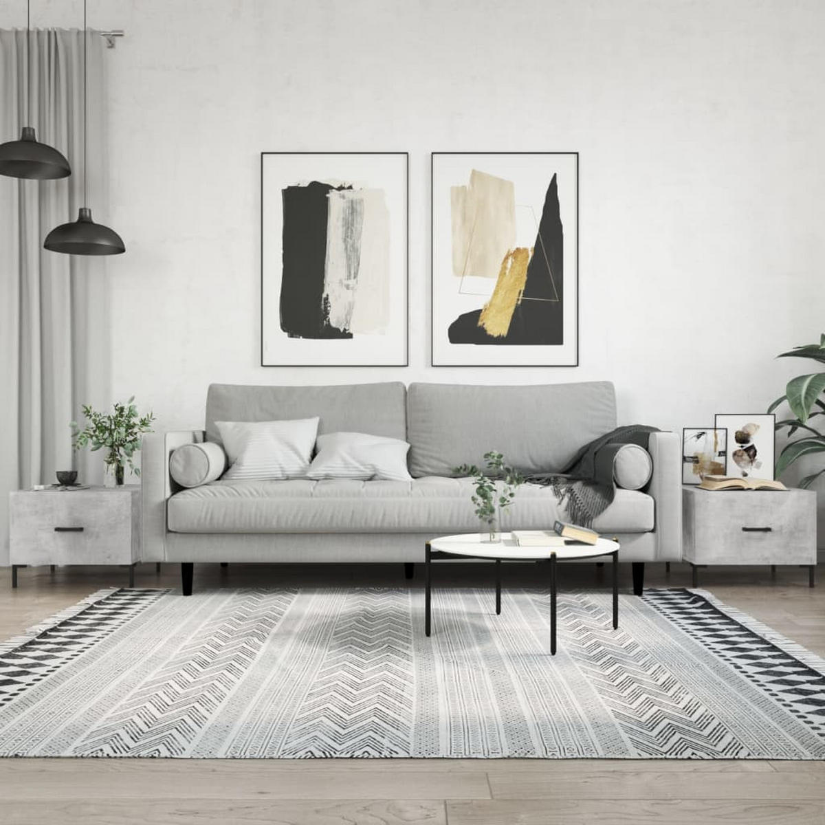 COUCHTISCHE 2 Stk. Betongrau 50x50x40 cm Holzwerkstoff - Grau, Holzwerkstoff (50/50/40cm) - furnicato