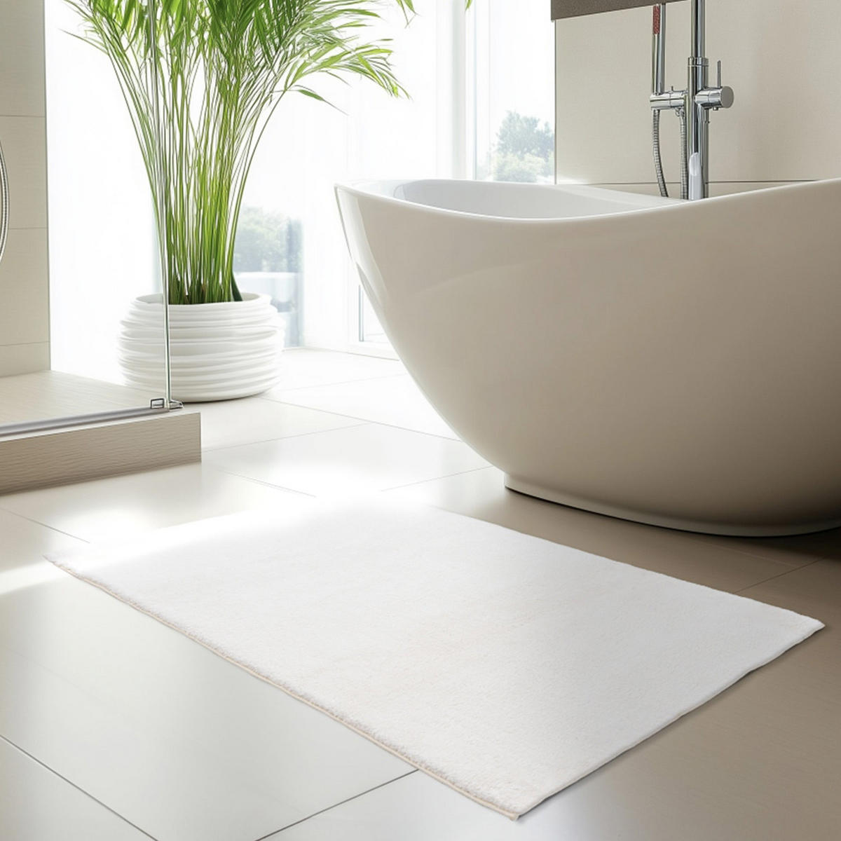 BADTEPPICH Waschbar Pure 500 Weiß 67x110 cm - Weiß, Textil (67/110cm) - carpet city