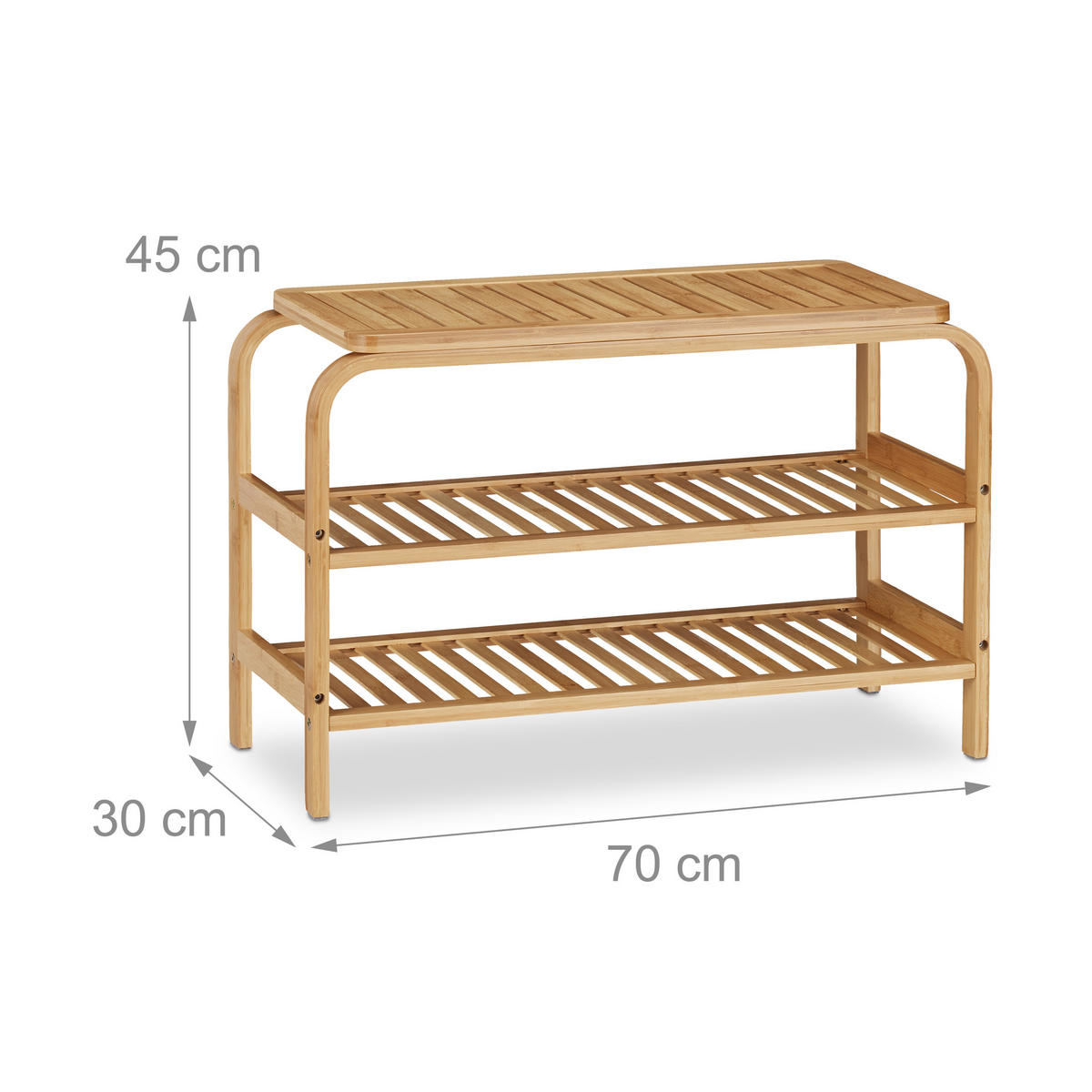 SCHUHBANK Bambus - Hellbraun, Holz (70/45/30cm) - Relaxdays