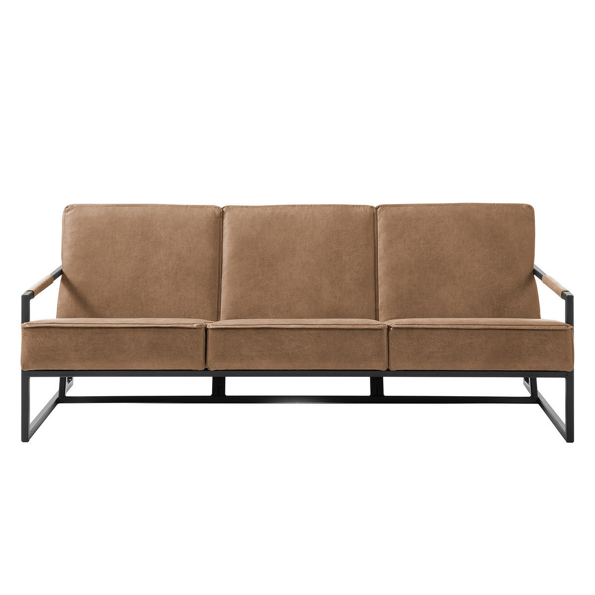 3-SITZER SOFA - Antiklederlook - Grau, Textil (185/74/82cm) - home24