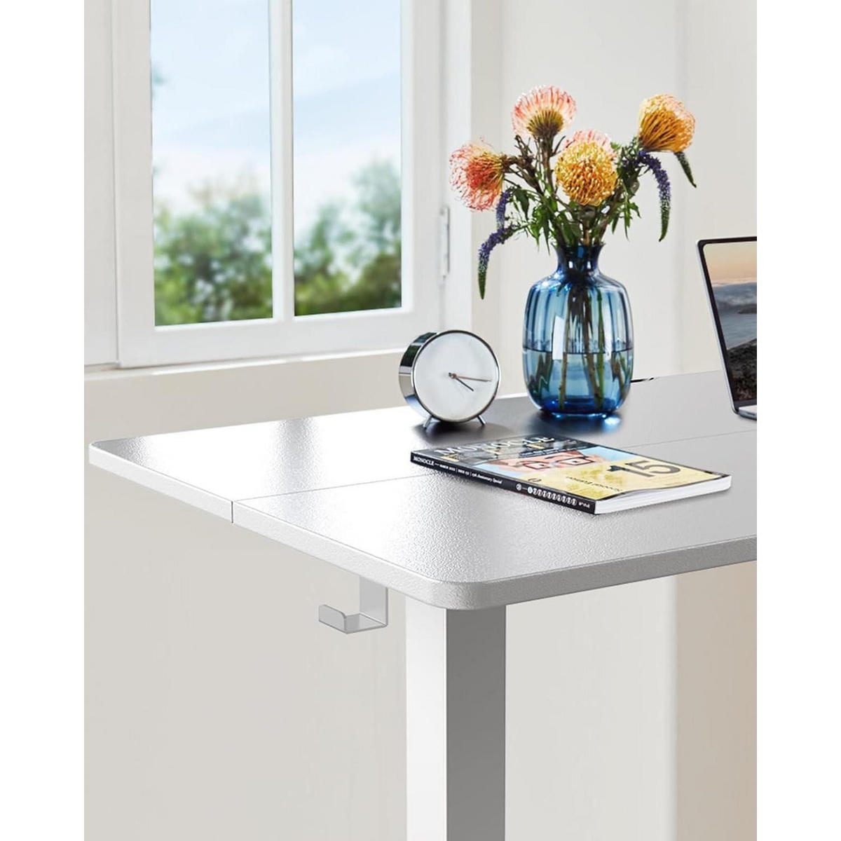 SCHREIBTISCH höhenverstellbar elektrisch 100 x 60 cm Weiß - Weiß, Metall (100/60/72cm)