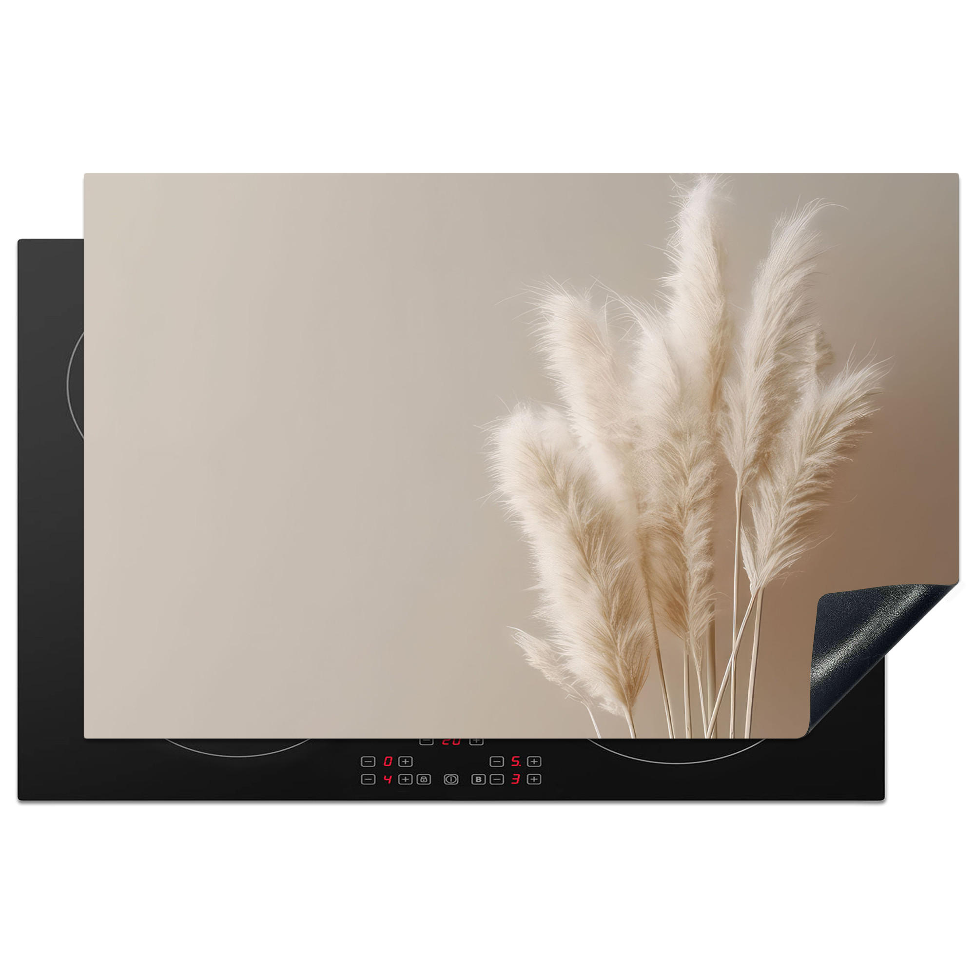 MuchoWow KRYT NA INDUKČNÍ DESKU Pampová tráva - Plumes - Pastelová - Bílá 81.6x52.7 cm