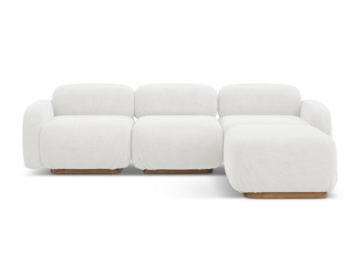 ECKSOFA Beidseitig Bouclé Stoff Weiß - Weiß/Braun, Holz/Textil (270/190cm) - Makamii
