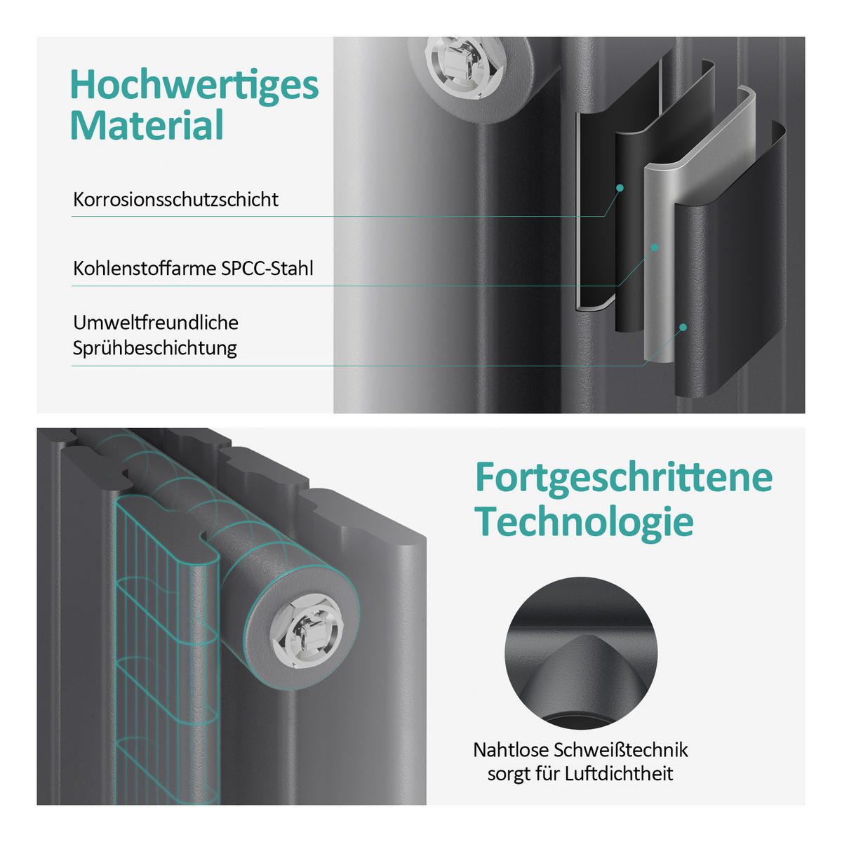 HEIZKÖRPER Flachheizkörper Anthrazit 180/30/6,3 cm - Anthrazit, Metall (30/180/6.3cm) - EMKE