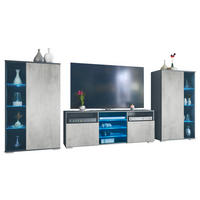 WOHNWAND Davos Beton Oxid Optik - Hellgrau, Holzwerkstoff (329/134/35cm) - Vladon