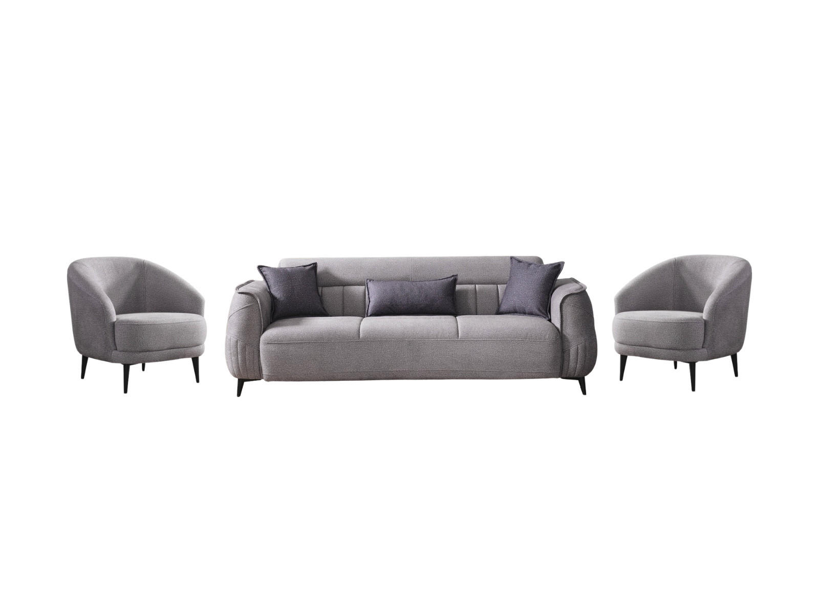 SITZGARNITUR Cordoba, Grau Stellvariante 3+1+1 - Grau, Holzwerkstoff/Kunststoff (245/85/104cm)