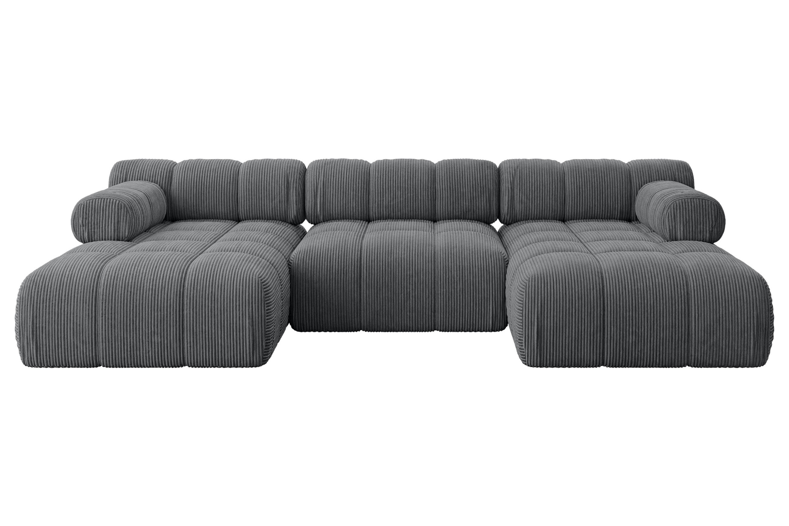 WOHNLANDSCHAFT modulares Sofa Tesso-U1 - 285x160x70 cm Dunkelgrau Cord - Dunkelgrau, Holzwerkstoff/Textil (285/70/160cm) - ALTDECOR