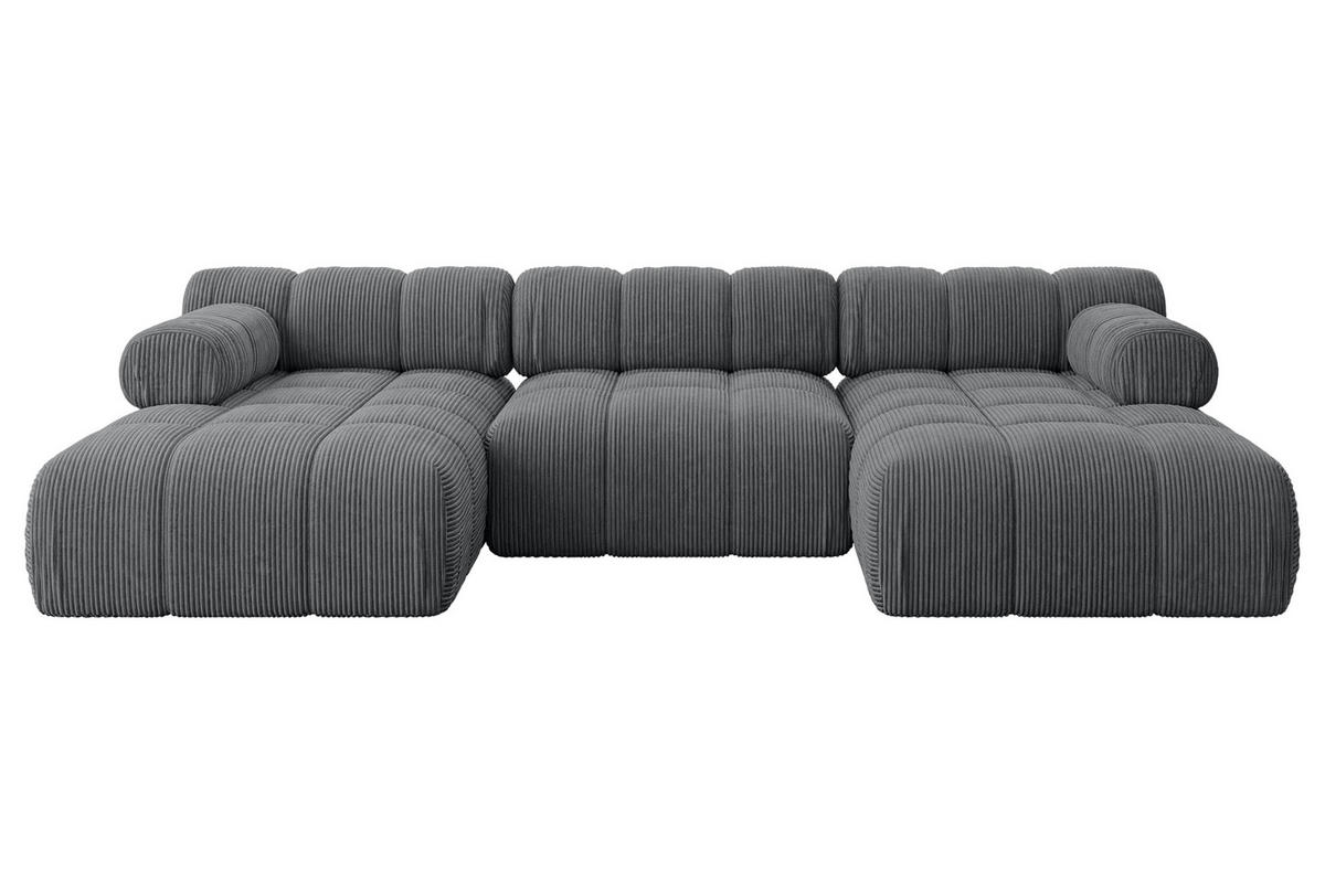 WOHNLANDSCHAFT modulares Sofa Tesso-U1 - 285x160x70 cm Dunkelgrau Cord - Dunkelgrau, Holzwerkstoff/Textil (285/70/160cm) - ALTDECOR
