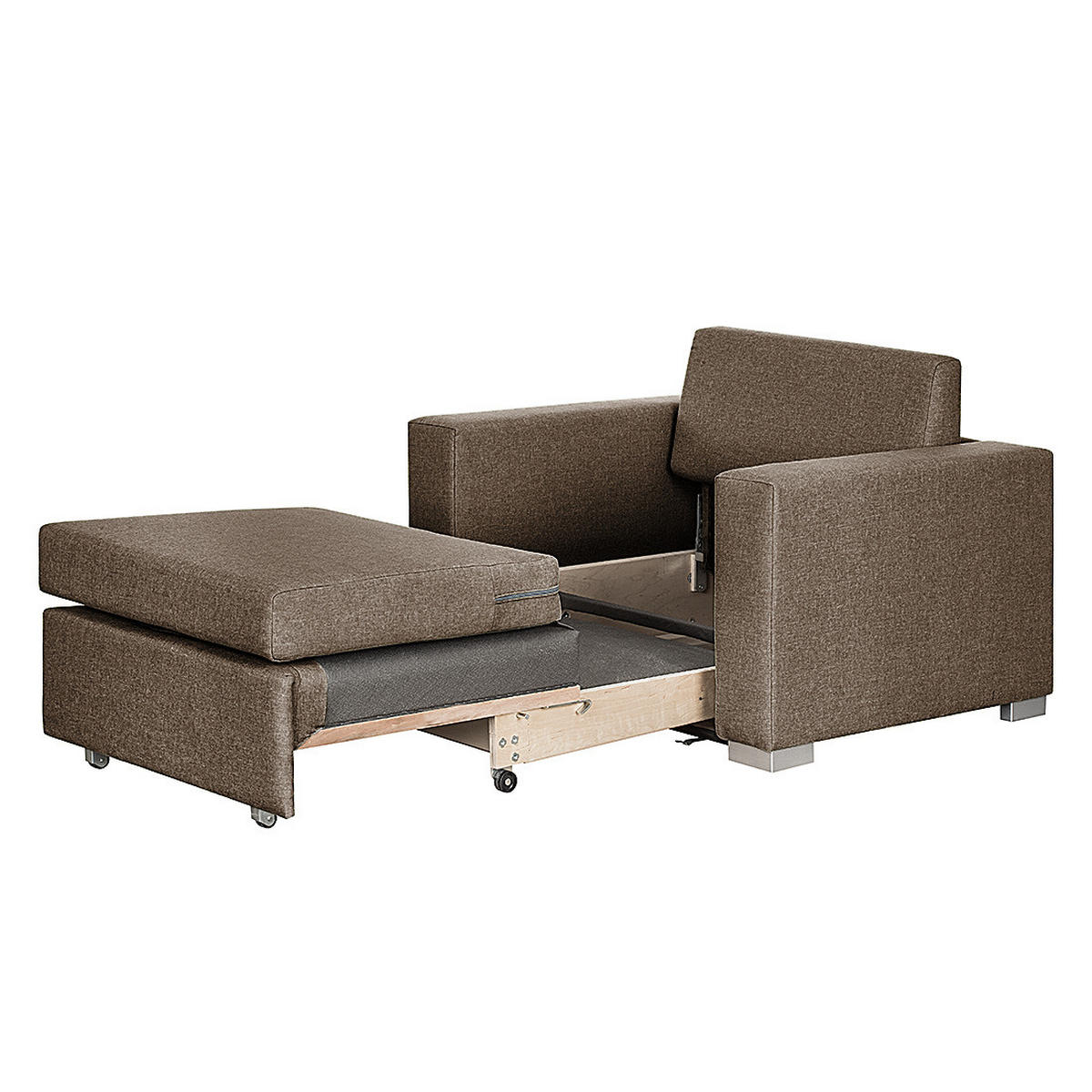 SCHLAFSESSEL - Silberfarben/Braun, Textil (110/90/90cm) - home24