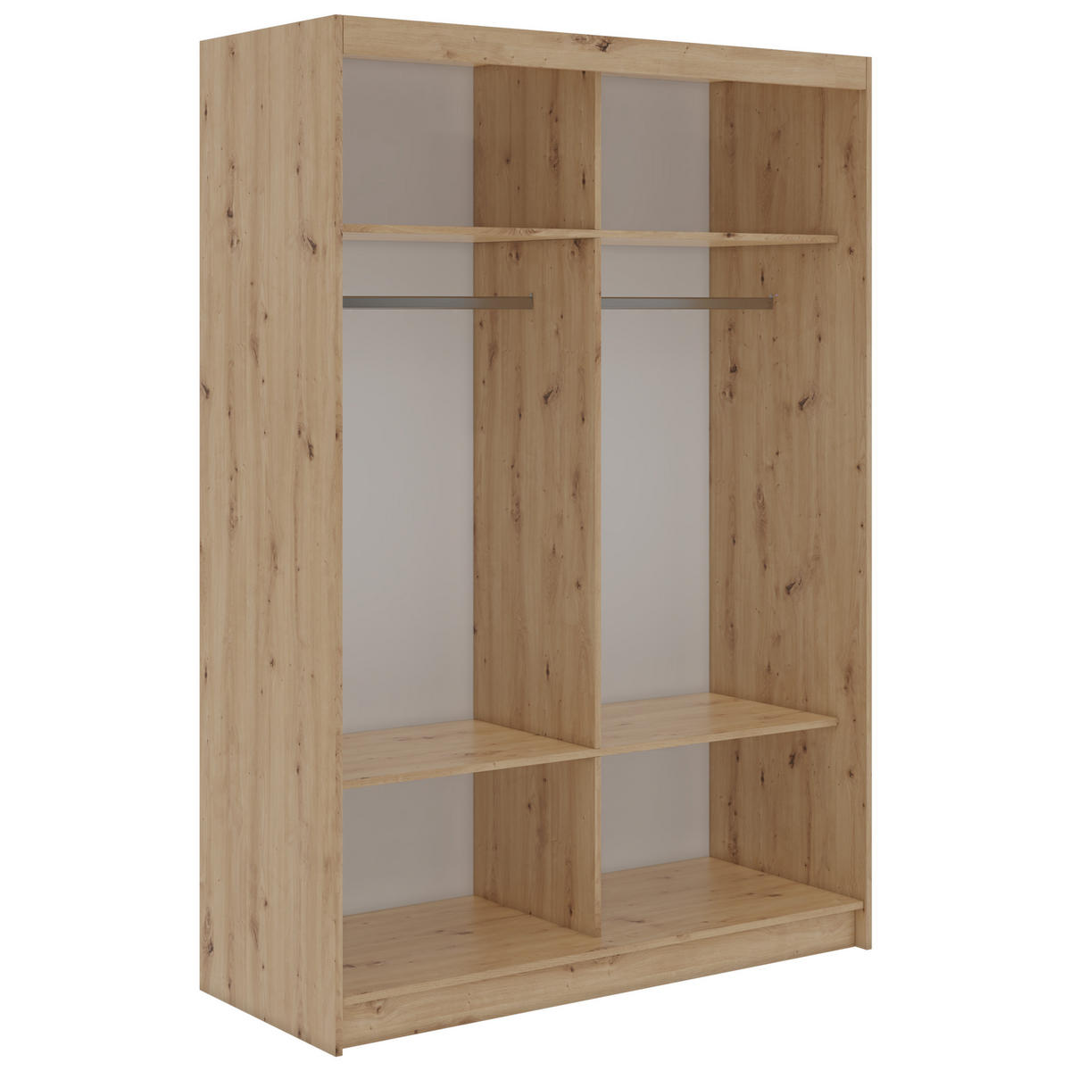 SCHWEBETÜRENSCHRANK 150 - SKORIA - Eiche Artisan mit Spiegel - Alufarben/Eiche Artisan, Holzwerkstoff/Metall (150/216/61cm) - MKS