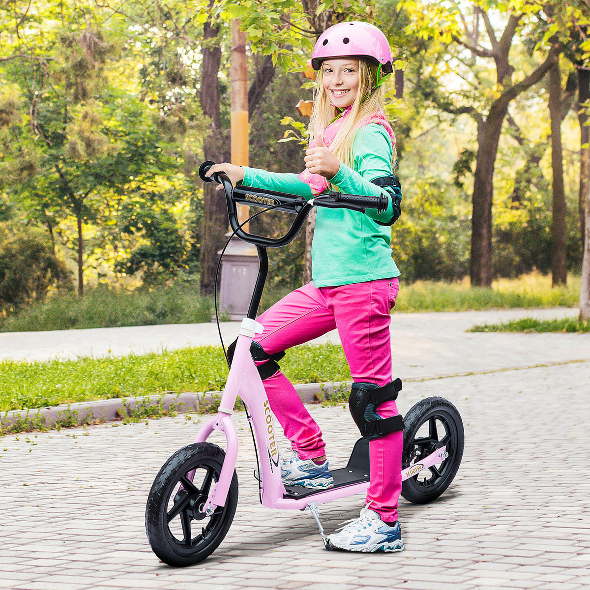 KINDERROLLER, Schwarz/Rosa/Blau/Rot, Stahl+ PVA - Rosa, Metall (120/52/80cm) - HOMCOM