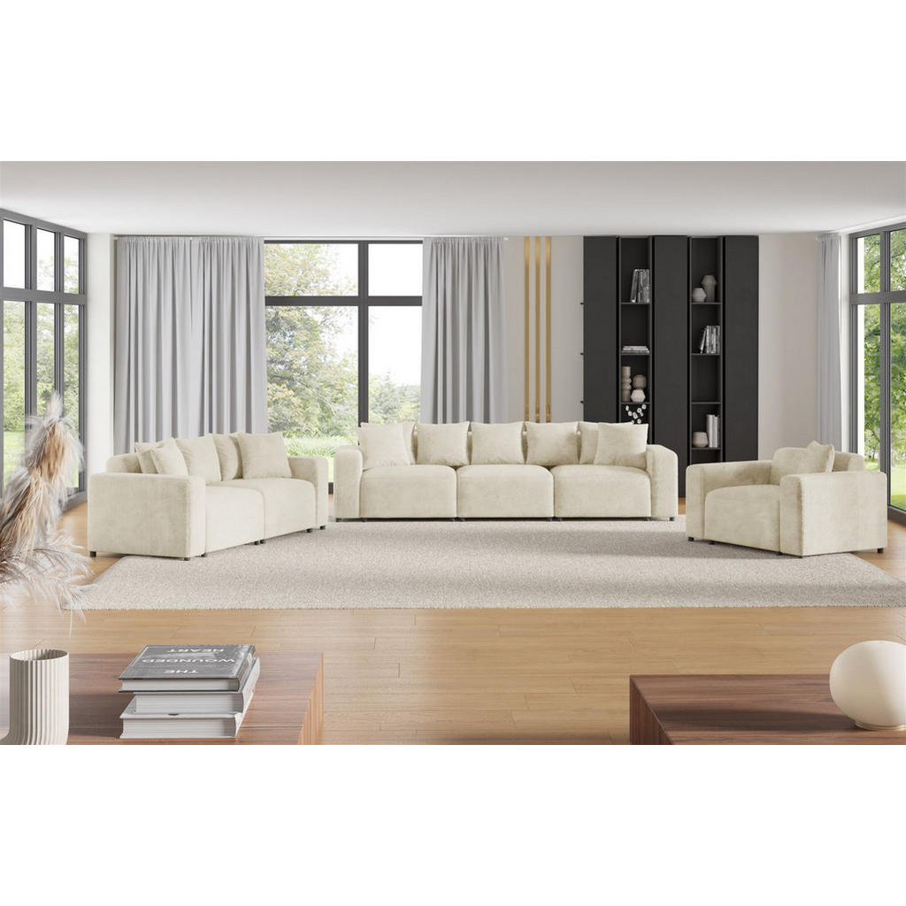 Thumbnail - Fun Möbel Sofa, Creme, Textil, 327x75x98 cm, Wohnzimmer, Sofas & Couches, Sofas, 3-Sitzer Sofas