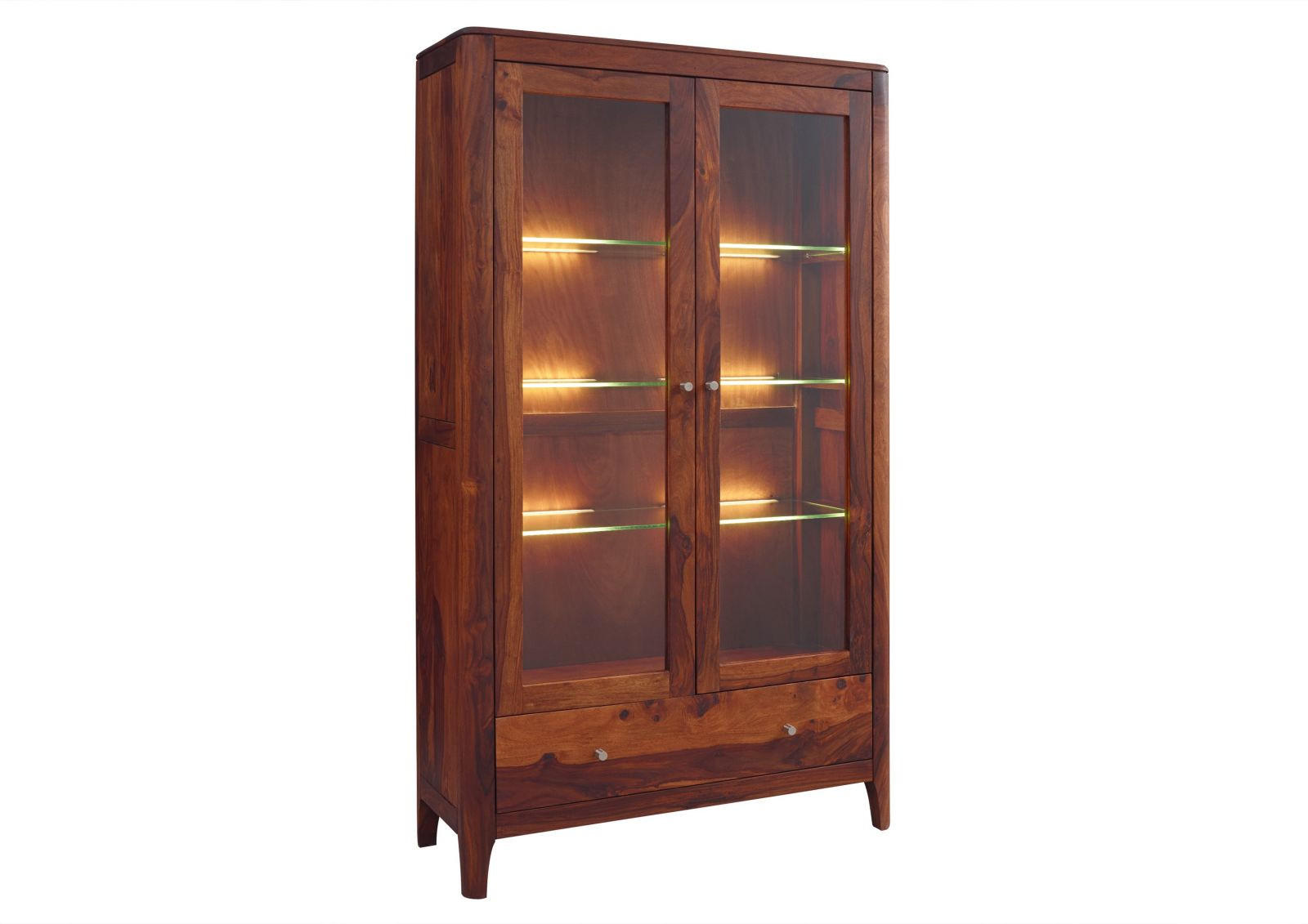 Massivmoebel24 Vitrine Dunkelbraun 100x178x40 cm