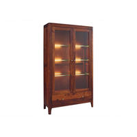 VITRINE Sheesham 100x40x178 walnuss geölt BROOKLYN #27 - Dunkelbraun, Holz (100/178/40cm) - Massivmoebel24