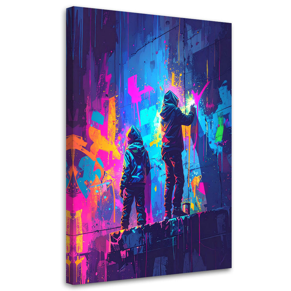 LEINWANDBILD Graffiti Street Art Abstrakt 60x90cm - Multicolor, Textil (60/90cm) - Feeby