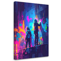 LEINWANDBILD Graffiti Street Art Abstrakt 60x90cm - Multicolor, Textil (60/90cm) - Feeby