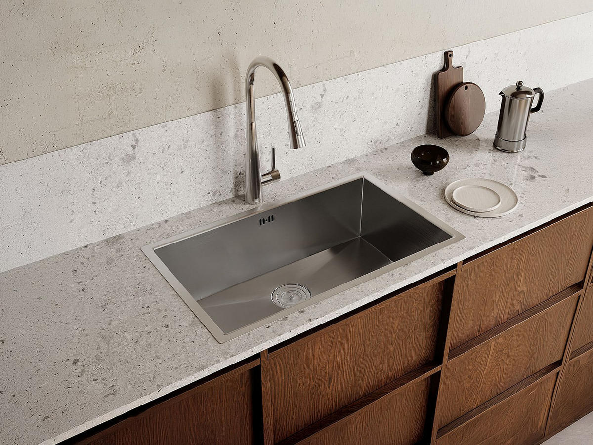 SPÜLE - 76 cm x 45 cm - metall - grau Soela - Grau, Metall (76/22/45cm) - Vente-Unique