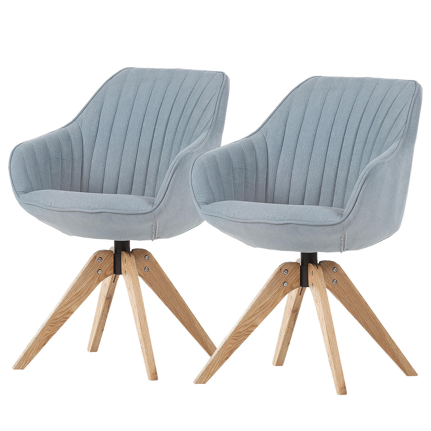 ARMLEHNENSTUHL - Drehbar - Hellblau, Holz/Textil (60/83/65cm) - home24