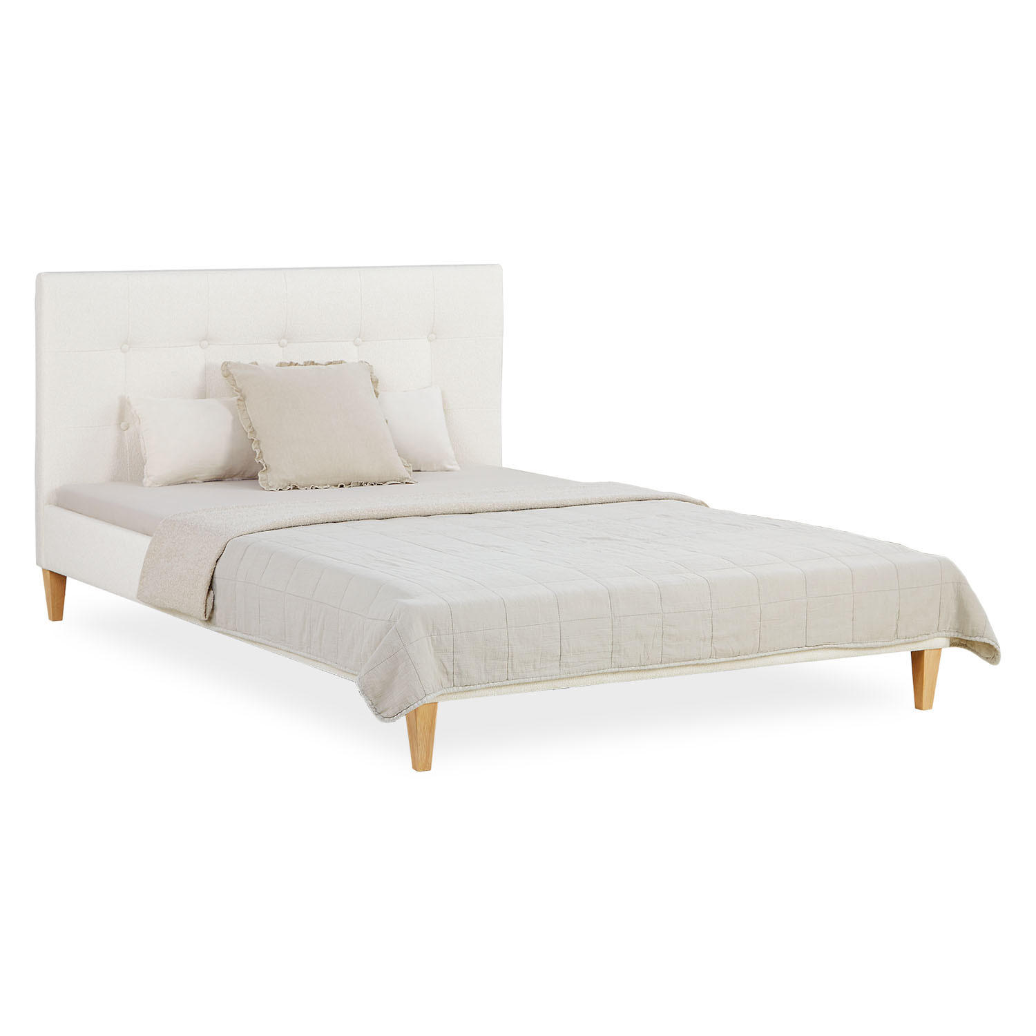 POLSTERBETT Bouclé mit Lattenrost 140/200 cm in Beige - Beige, Textil (140/200cm) - Homestyle4u