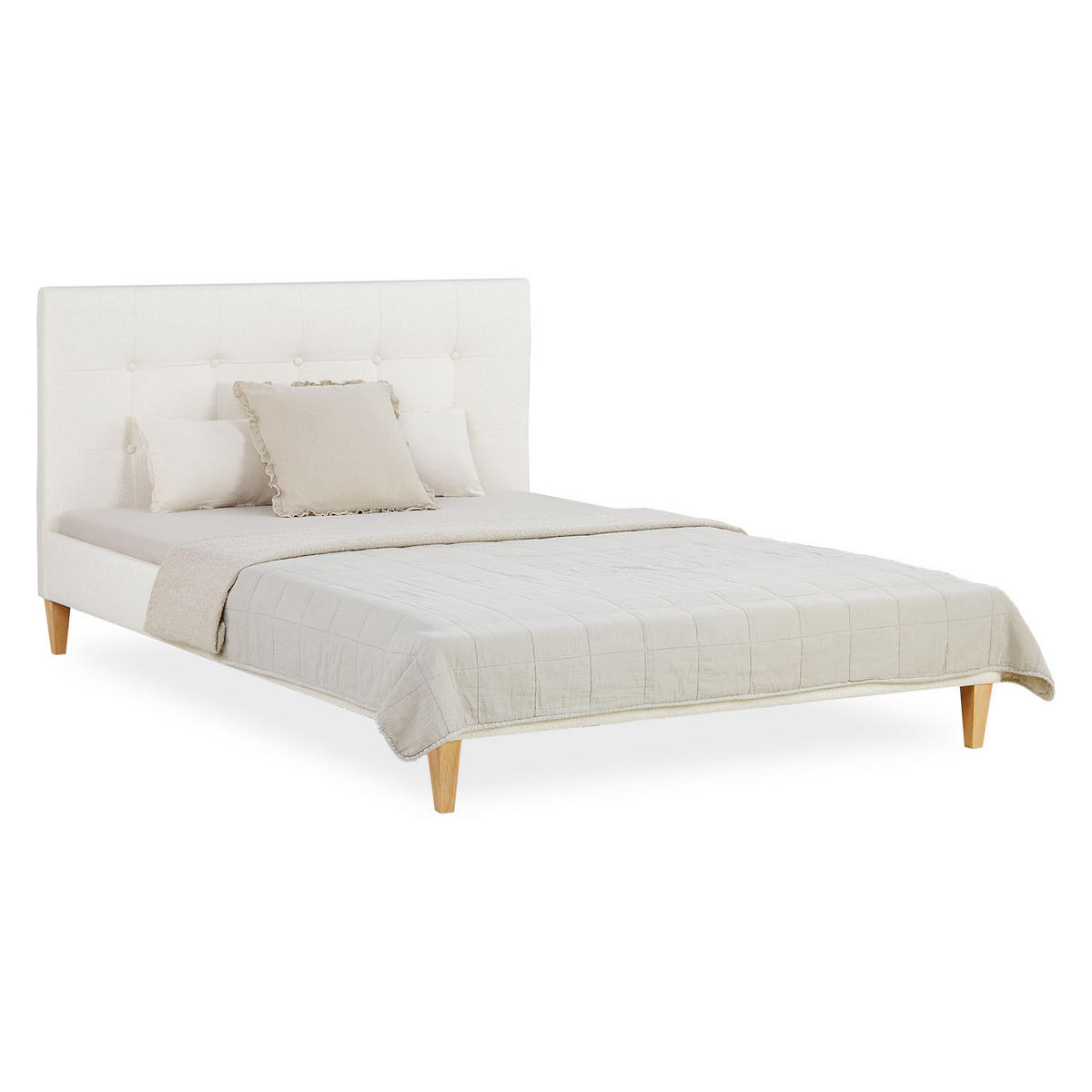 POLSTERBETT Bouclé mit Lattenrost 140/200 cm in Beige - Beige, Textil (140/200cm) - Homestyle4u