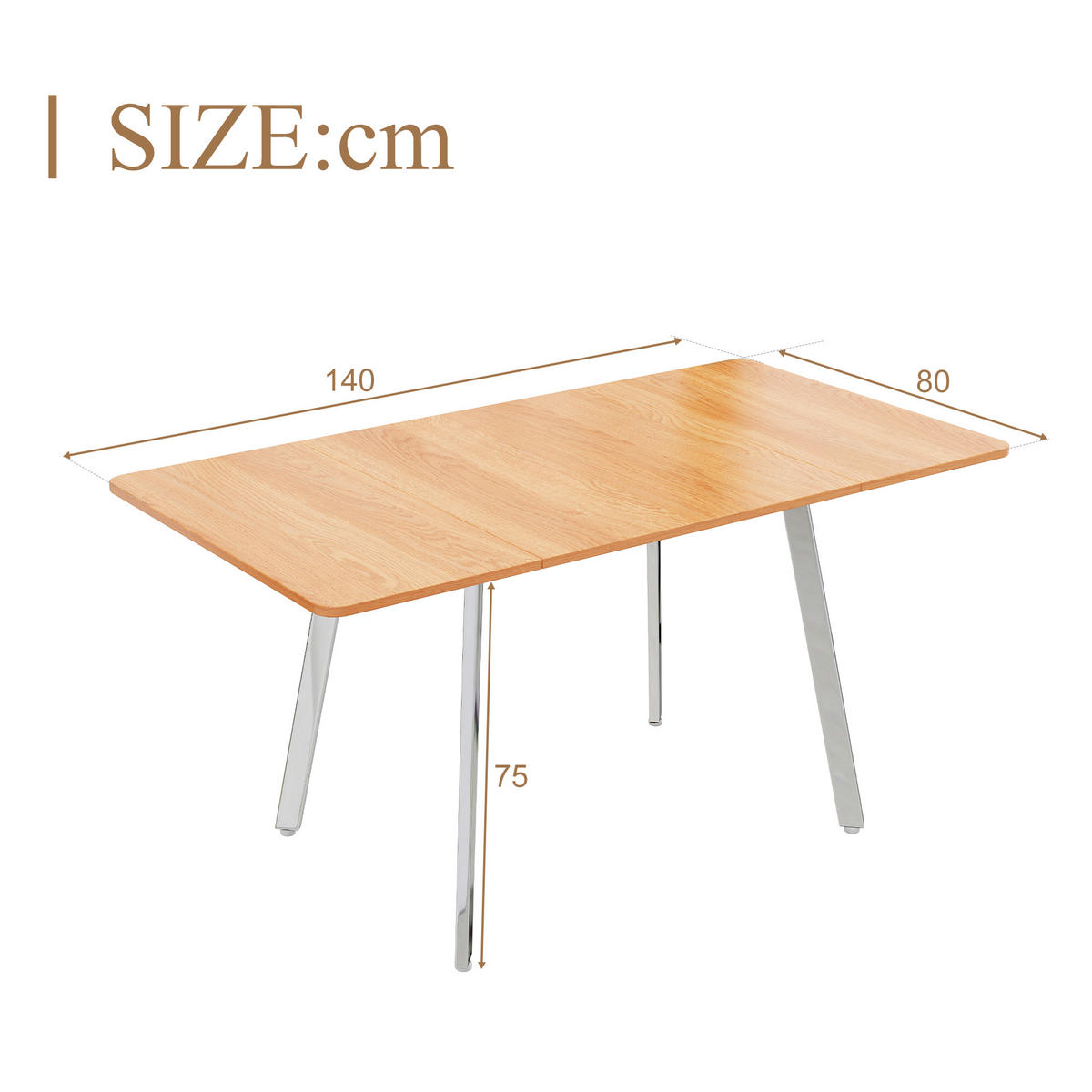 ESSTISCH Holzeffekt 140/80/75 cm - Braun, Holzwerkstoff/Metall (140/80/75cm) - Urban Meuble