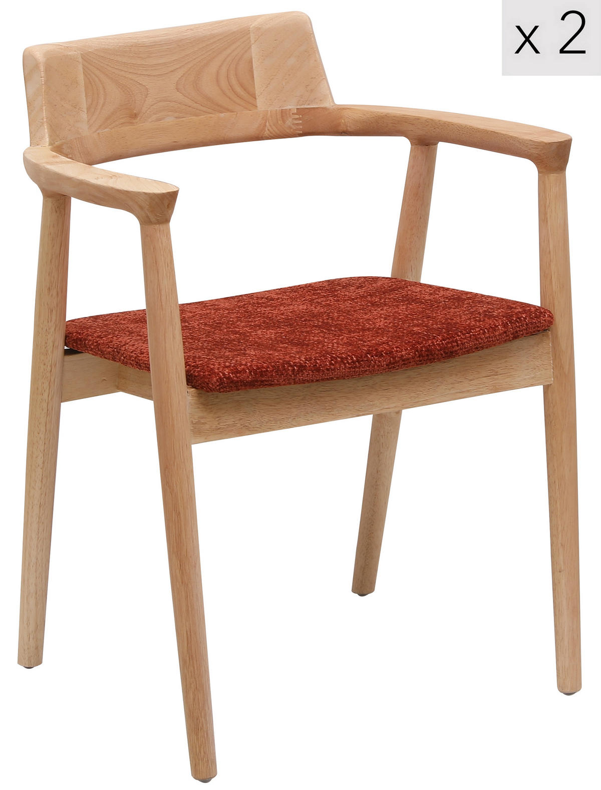 STUHL 2er-Set Holz Terrakotta - Rot, Holz (58/75/57.5cm) - Nordlys