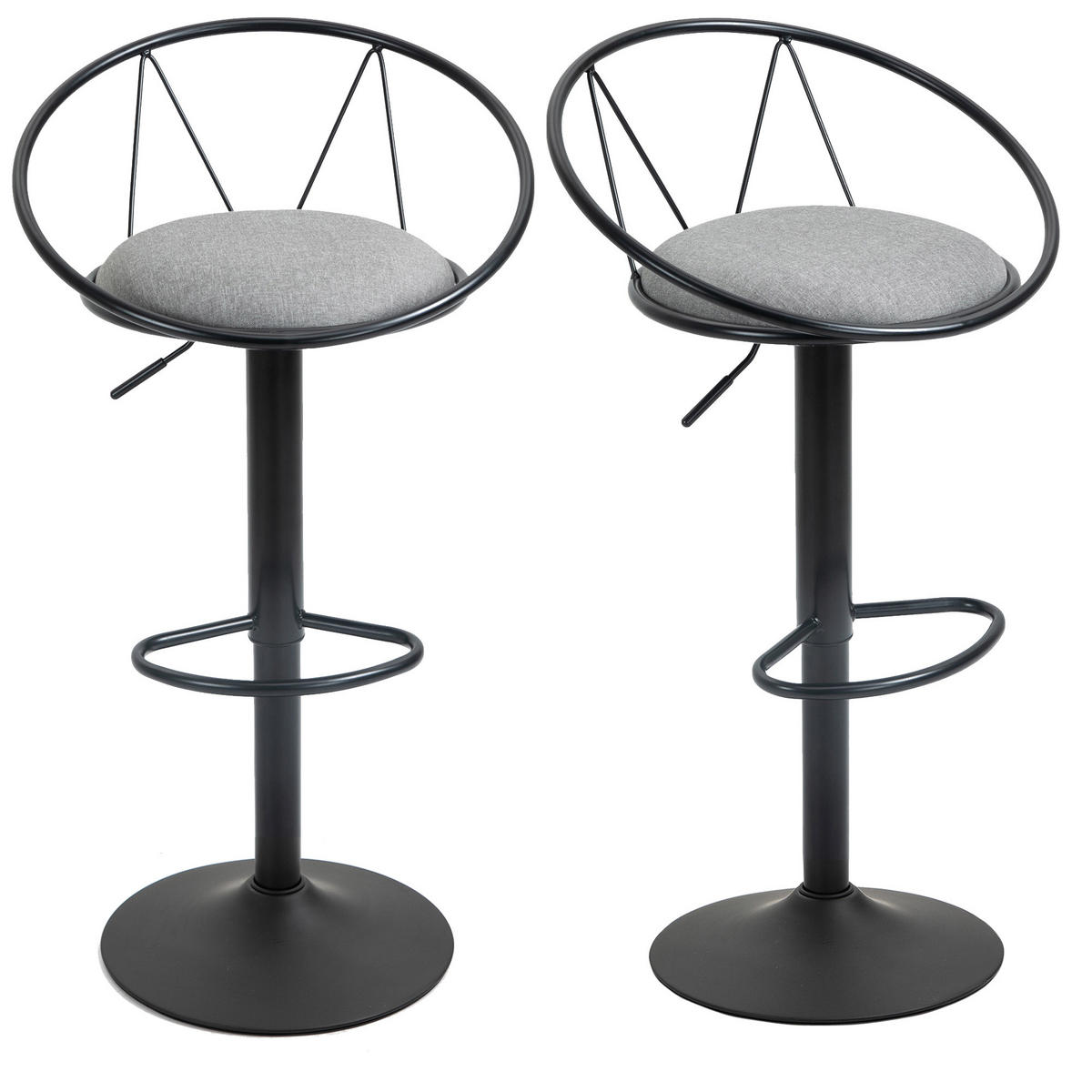 BARHOCKER 2er-Set DE-14682 höhenverstellbar & schwenkbar Grau - Grau, Metall (46/100/51cm) - ComfortXL
